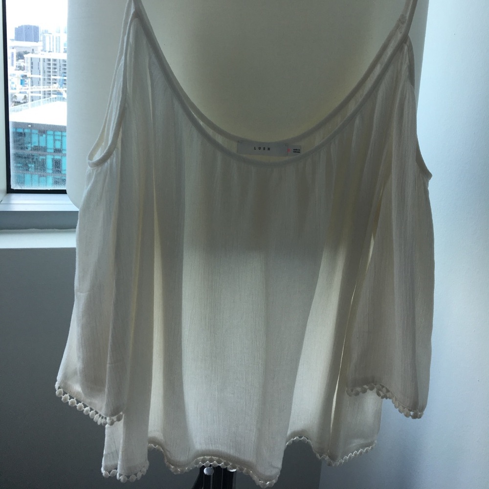 Off white rayon cold shoulder boho top.